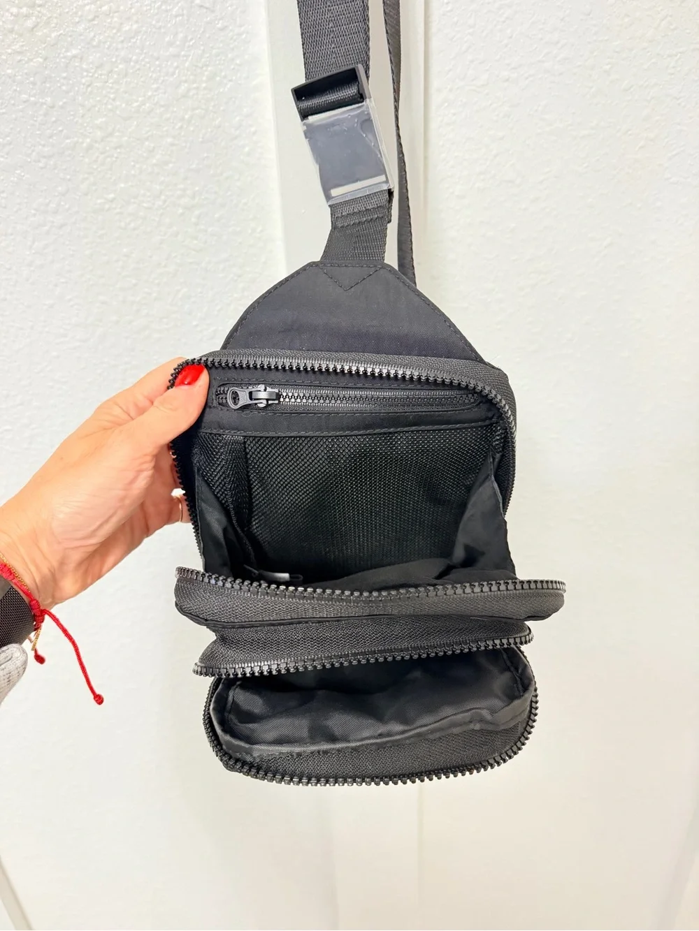Beis Black Crossbody Sling Bag with Bottle Pocket
